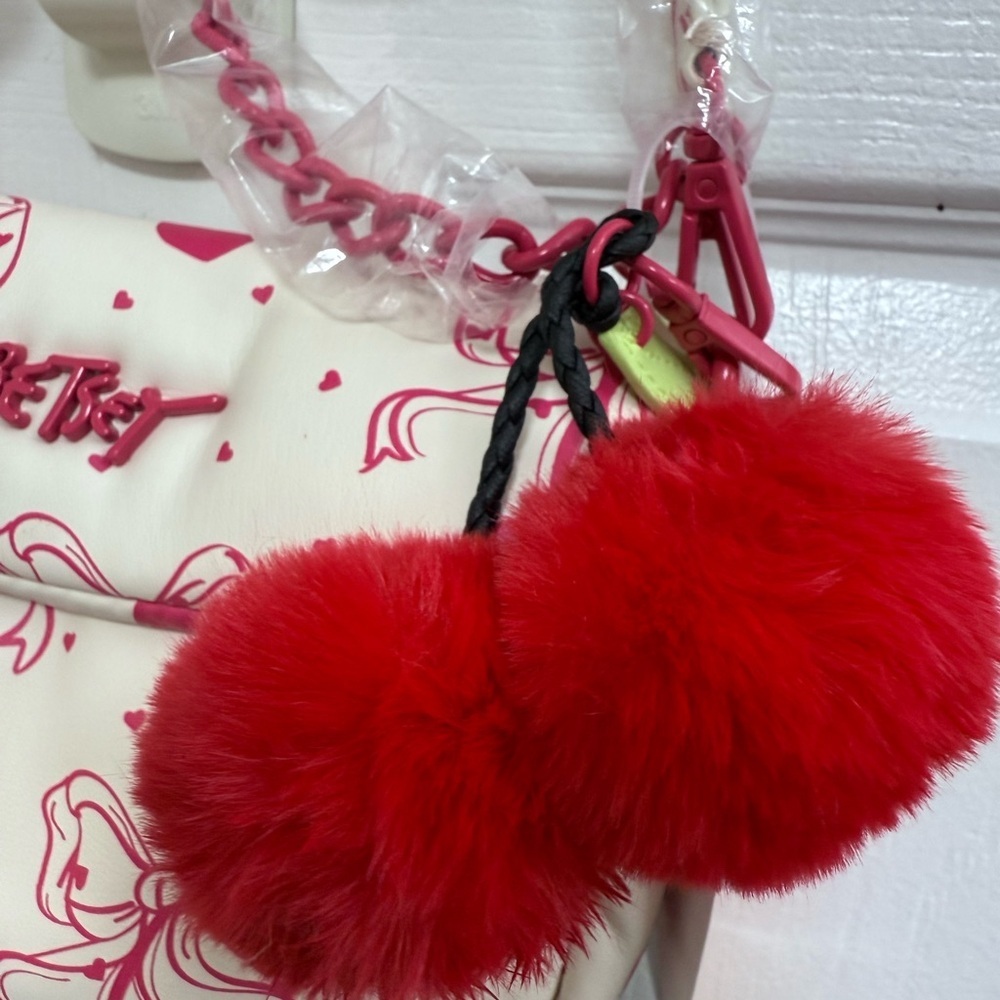 NWT Luv Betsey by Betsey Johnson Coral Cherry Flap Shoulder Bag - Picture 4 of 7